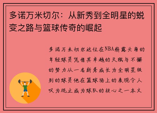 多诺万米切尔：从新秀到全明星的蜕变之路与篮球传奇的崛起
